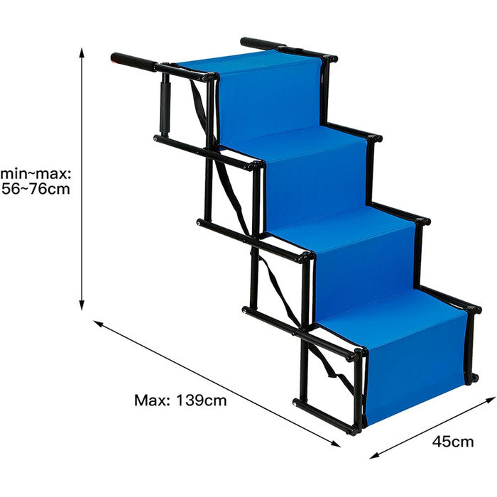 Рампа для собак у машину, складана, регульована по висоті, до 75 кг (чорний/синій)
