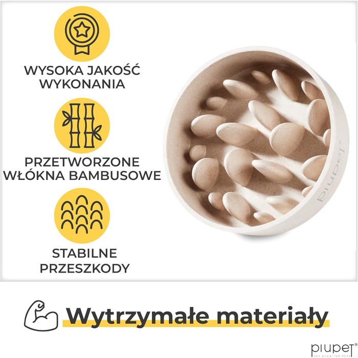 PiuPet Антиковзна миска для собак 1,4 л, повільне годування, велика, можна мити в посудомийці