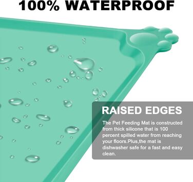Силіконовий килимок під миску для собак та котів, 54x38 см, зелений. Нековзкий, водонепроникний