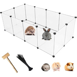 Забіг для домашніх тварин Kathson з пластику, портативний загін для кроликів, клітка для дрібних тварин, DIY, металевий вольєр, клітка для двору, для дому та вулиці, для маленьких кроликів, котів, морських свинок, їжаків, щурів (12 шт. [35,8 x 45,7 см])
