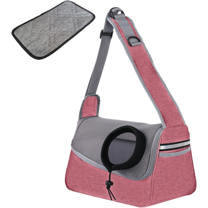 Сумка-переноска для тварин: для котів та собак, рожево-сіра-блакитна, 36x21x19 см