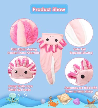 Костюм для собак Axolotl від FLAdorepet, карнавальний костюм рибки-саламандри, одяг для собак середніх та великих порід, зимовий костюм, капюшонний халат, піжама, кумедний одяг для догів, лабрадорів, бульдогів, розмір 6XL (Обхват грудей 84 см, Вага 23-27 
