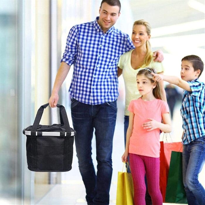 Знімний велосипедний кошик для тварин - складана передня сумка-мішок - переносний тролей для котів та собак, чорний