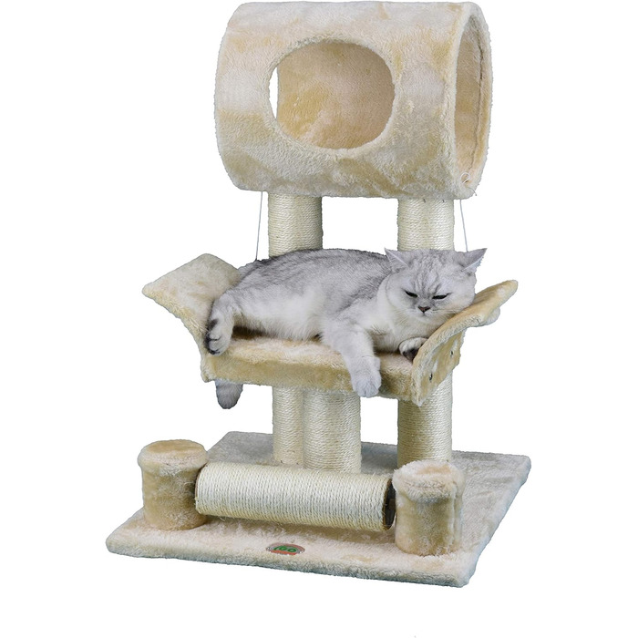 Дряпка для котів Go Pet Club з будиночком, 44,5x45,7x71,1 см, бежева