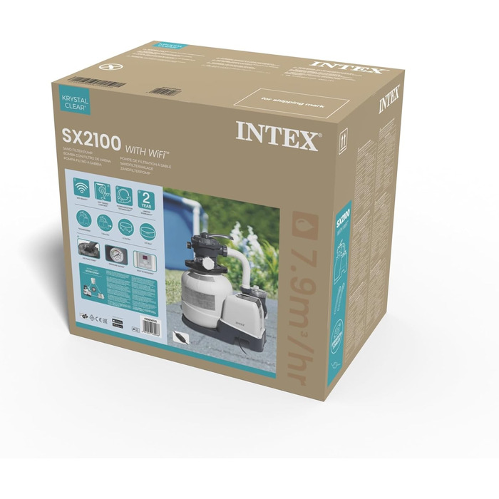 Пісочний фільтр-насос Intex SX2100 Plus з RCD (220-240В), продуктивність 7.9м³/год, арт. 26656GS