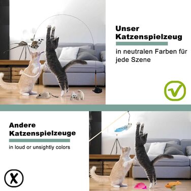 Інтерактивна іграшка для котів CUUOOT 7-в-1: джиґлер, іграшка-пір'їнка, катенок, мотузка для кусання, набір з котячою м'ятою.