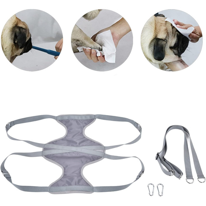 Гамак для грумінгу домашніх тварин, для собак та котів середніх та маленьких порід, сірий. Гамак-тримач для грумінгу, підходить для стрижки нігтів, миття та чищення вух