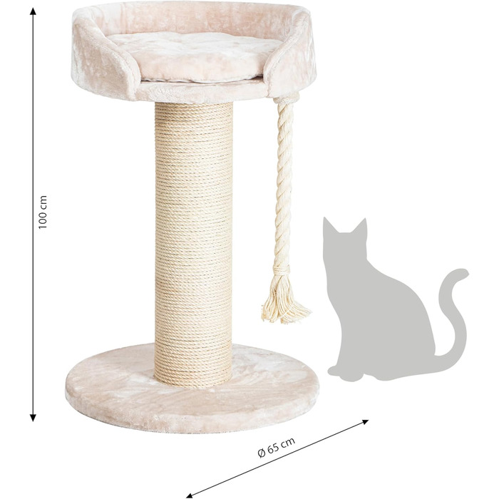 Драбина для котів Dehner Aurelio, 65x65x100 см, сизаль/плюш/дерево, кремово-зелено-чорний