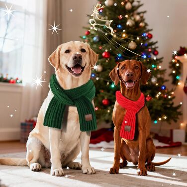 Новорічна шапка для собак та костюми для собак на Різдво. Шапка та шарфи для собак великих та середніх порід (червоний та зелений шарф)