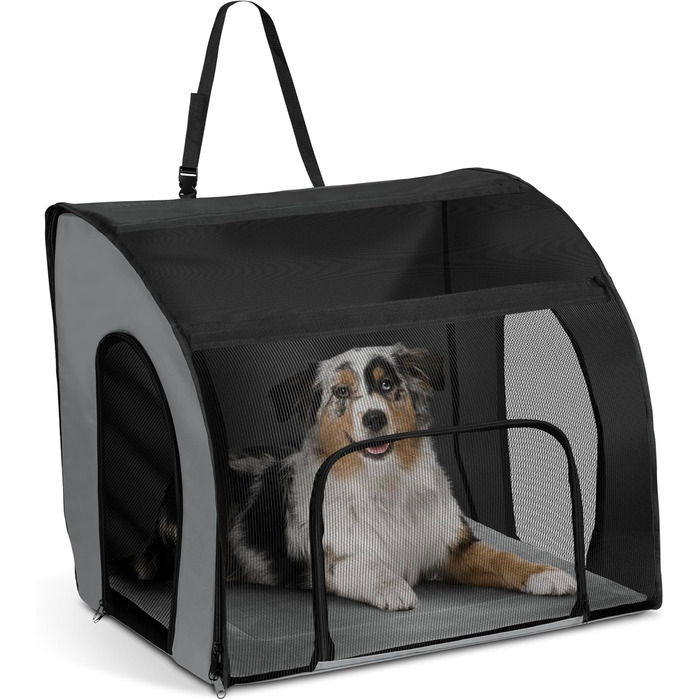 K&H PET Products дорожня сумка-бокс для великих собак, переноска для авто, сірий/чорний, 74x55x65 см