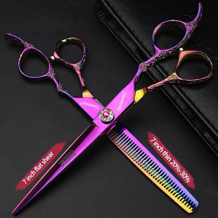 Професійні ножиці для перукарів 7 дюймів з малюнком троянд, комплект 2 шт. з японської нержавіючої сталі