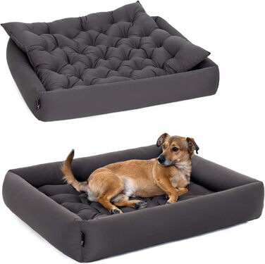 Ортопедичне ліжко для собак середнього розміру - ліжко з знімним матрацом, прання до 95°C, сушка в сушильній машині, стійке до подряпин та укусів, Made in Germany (XXXL - 110x100 см, Антрацит)