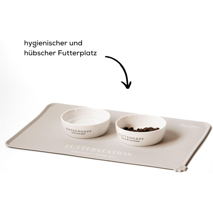 Підкладка під миску для котів Minty&Marla® Beige | Силіконова килимок протиковзкий | Підкладка для води та корму