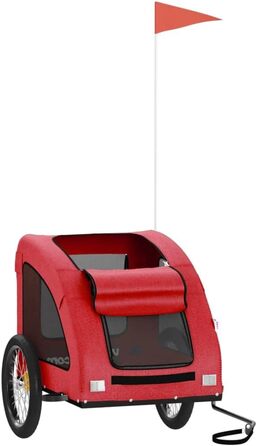 Причіп для собак Fasba: велосипедний причіп для тварин з відбивачами та прапорцем, для котів та собак, червоний, Oxford-тканина та метал