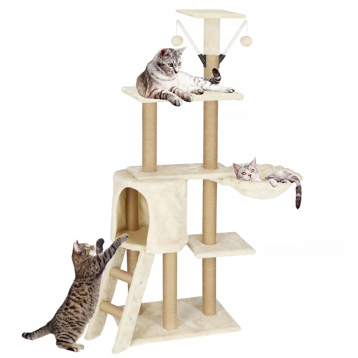 Високий ігровий комплекс для котів Springos 101: дряпачка, лежанка та стовпчик (160 см)