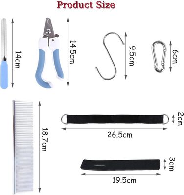 Гамак для догляду за котами та собаками 12-в-1 з гребінцем, пилочкою та кусачками для нігтів, інструмент для стрижки нігтів, купання, догляду за вухами та миття