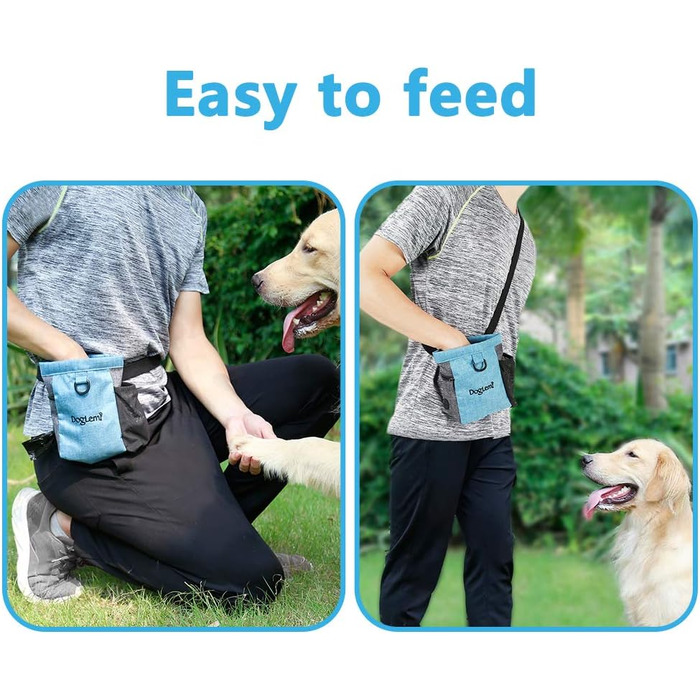 Футляр для ласощів для собак Leckerlibeutel з магнітною застібкою, водонепроникний, з регульованим шнурком та відділенням для відходів, для тренувань та навчання собак (Блакитний)