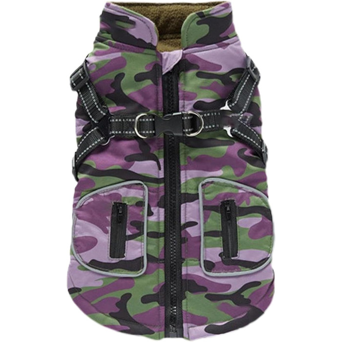 Зимовий теплий куртка для собак, світловідбиваючий, для цуценят та собак середніх та великих порід (фіолетовий, L)