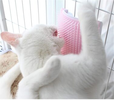 Щітка для котів, щітка для котячого клітки, самостійна щітка для догляду за котами, ідеальна для довгошерстих та короткошерстих котів, приємна для догляду, щітка-масажер для краси (колір: рожевий)