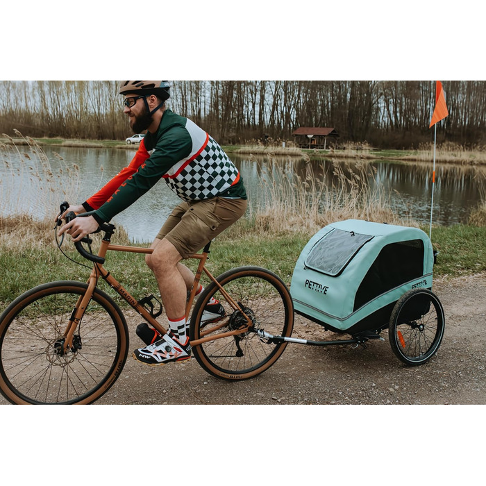 Причіп для велосипеда для собак до 40 кг, будівельник Active ONE 2в1, причіп для собак з підвіскою, світло-зелений