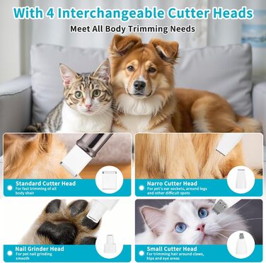 Триммер для собак 4-в-1: машинка для стрижки, ножиці, точилка для кігтів, гребінець. Безшумна, акумуляторна. Підходить для собак та котів.