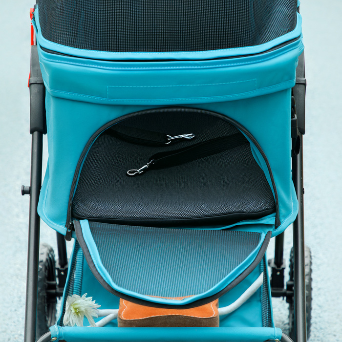 Складний ящик для собак PawHut 3 в 1 Dog Buggy Foldable Dog Box, складна транспортна сумка з підстаканником, Dog Buggy, Котяча коляска з колесами 360° Cat Buggy для міні собак до 4 кг, бірюзовий | Аосом