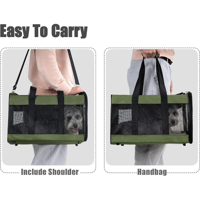 Транспортна переноска для собак та котів HITSLAM (M, Зелений) - розкладний бокс, для подорожей, авіалінії