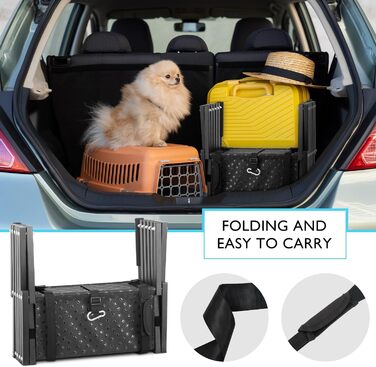 Лебіу - сходинка для собак у машину, портативна складна рамка для собак, SUV, вантажівки, легка рамка для великих собак з антиковзким покриттям, посилена сходинка для собак, підтримує до 90.7 кг, 5 сходинок