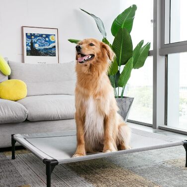 Підвищене ліжко для собак Mora Pets, велике, для вулиці та дому, 103,5x75x18 см, сіра, для великих порід, лежак для тварин, підходить для саду, кемпінгу, приміщень