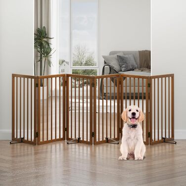 Гілка для собак з бамбука, перегородка для кімнати, 3 панелі, білий колір. Розміри: 55'' (ширина) та 113'' (ширина), висота 32''