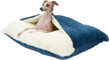 Ортопедичний лежак для собак з підстилкою, теплий спальний мішок для собак, корзина/ліжко для собак та котів, для собак маленьких та середніх порід (75x60x23 см, блакитний)