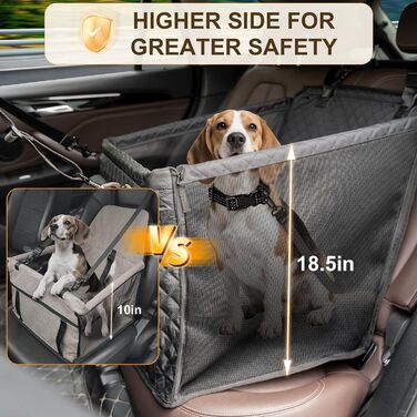 Автомобільний сидіння для собак середніх порід до 22 кг, складаний, водовідштовхувальний, з ременем безпеки та антиковзною основою