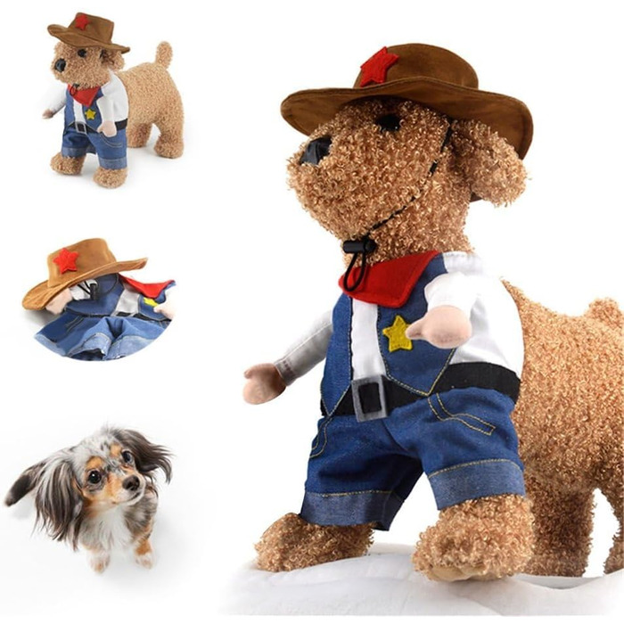 Костюм ковбоя для собак з капелюхом: костюми на Хелловін для котів та маленьких собак (S)