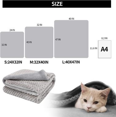 furrybaby Тепла флісова ковдра для собак і котів, сіра, 60x80 см