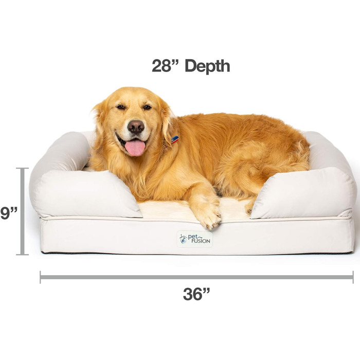 Ліжко для собак PetFusion з memory foam, 91 x 71 x 23 см, пісочник (плюш)