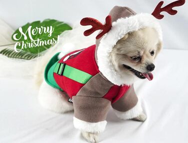 Теплий святковий пуловер для собак SAMGU з капюшоном, різдвяний ельф, XXL