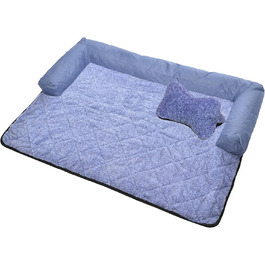 Крісло-ліжко для собак Raikou: зручне та практичне, 90x90 см, блакитний меланж. Захист дивану та багажника, антиковзаюче покриття, легко миється. Підходить для великих та маленьких собак.