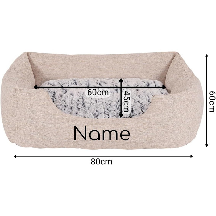 Кругле ліжко для собак та котів Lionto з м'яким двостороннім подушкою, бежеве, 80x60 см