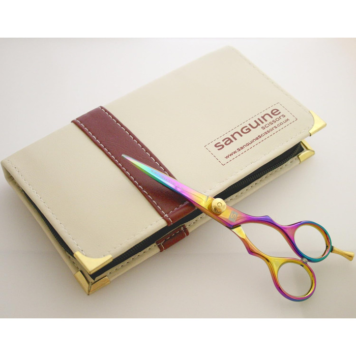 Набір професійних перукарських ножиць з ножицями для витончення, титан, з блискавкою