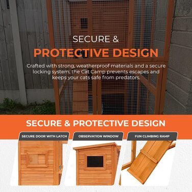 Кітложка InTheMarket з великим вольєром, повністю закрита, багатоповерховий будиночок, міцна конструкція, асфальтовий дах, 190 x 84 x 175 см