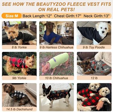 Пуловер для собак BEAUTYZOO з флісу, тепла жилетка для собак, одяг для маленьких та середніх собак, жилетка з D-порогом, теплий пуловер з принтом лапок, розмір M (обхват грудей 43.1 см)