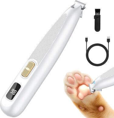 Триммер для лап собак YAZ EKY Leise - професійна машинка для грумінгу з LED-підсвічуванням, водонепроникний, USB-зарядка, для собак та котів