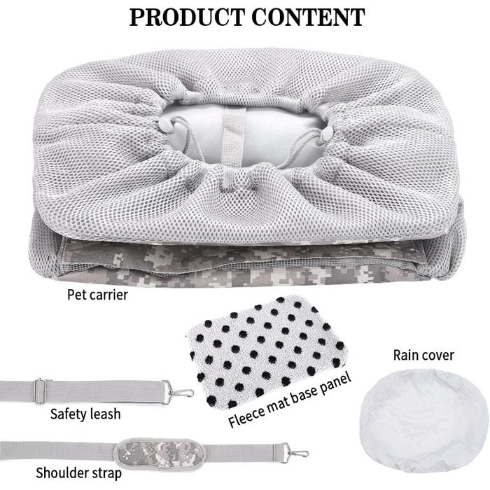 Велосипедна сумка-переноска для собак та котів до 6,8 кг, сірого кольору. З регульованим плечовим ременем та страхувальним тросом.