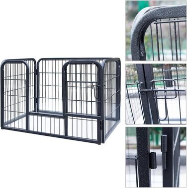 Клітка-вольєр для цуценят Melko, складана, сіра, 91 x 63 x 61 см