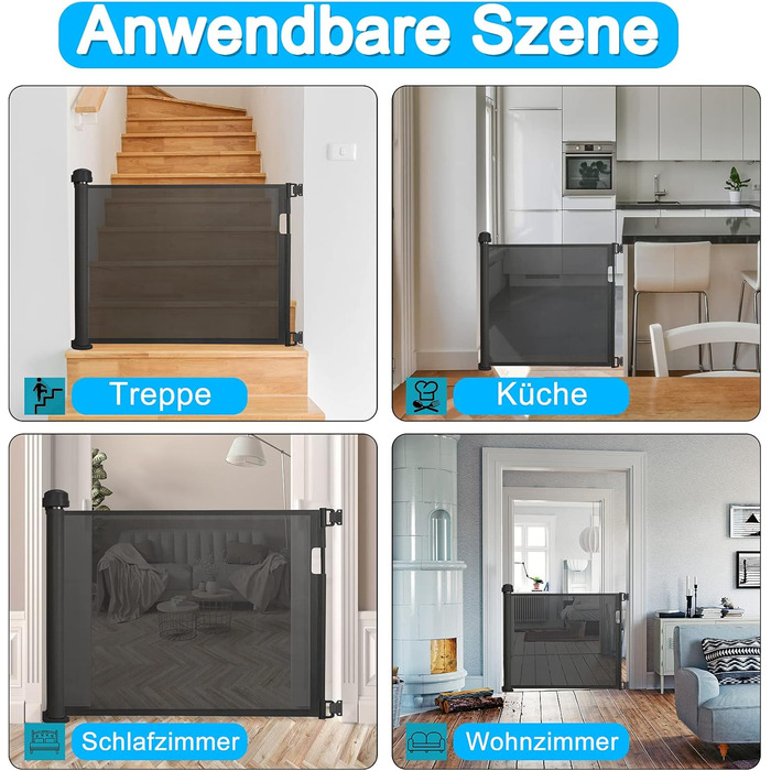 Захист для воріт Naizy Rollo 0-150см: сітка для собак, захист від дітей, ролетний тип, чорний 150см