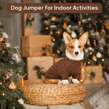 Пуловер для кота та собаки Hjumarayan, теплий, з отвором для повідка, розмір S (Kaffee)