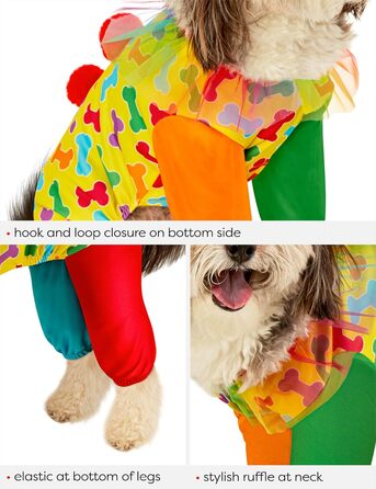 Костюм клоуна для домашніх тварин Rubies, XL: комбінезон, капелюх, рюкзак для свят та Хелловіну