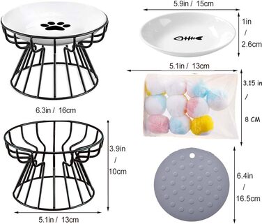 Набір мисок для котів з піднятою платформою, запобігає болю в шиї, широкі миски, анти-блювотні, з неслизьким килимком (зелені)