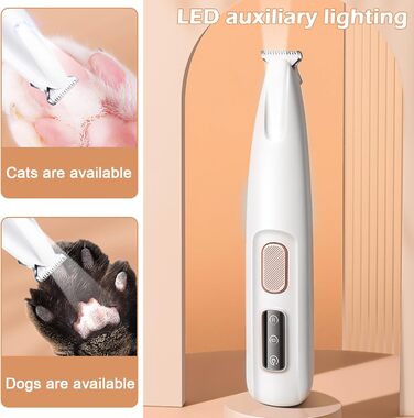 Професійний триммер для собак з LED-підсвічуванням: вологостійкий, акумуляторний, для короткої стрижки кігтів та шерсті
