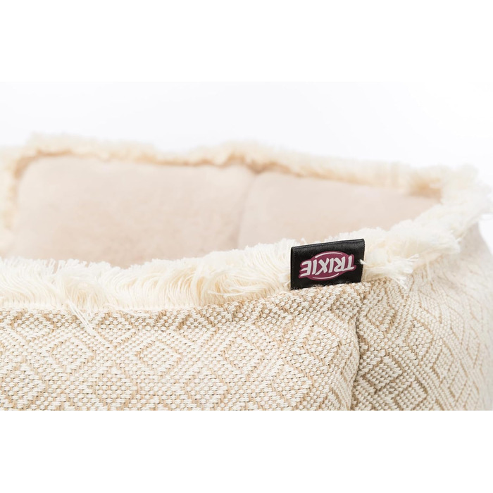 Лежак для собак TRIXIE Boho 65×65 см бежевий, м'яке плюшеве місце для середніх порід, не ковзає, можна прати
